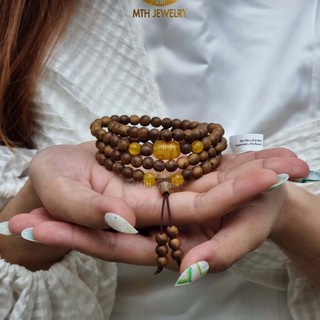 Vòng Tay Trầm Hương Tròn Đơn/108 Hạt Trầm Tốc Việt Mix Charm Bát Nhã Tâm Kinh - Mộc Trầm Hương MTH