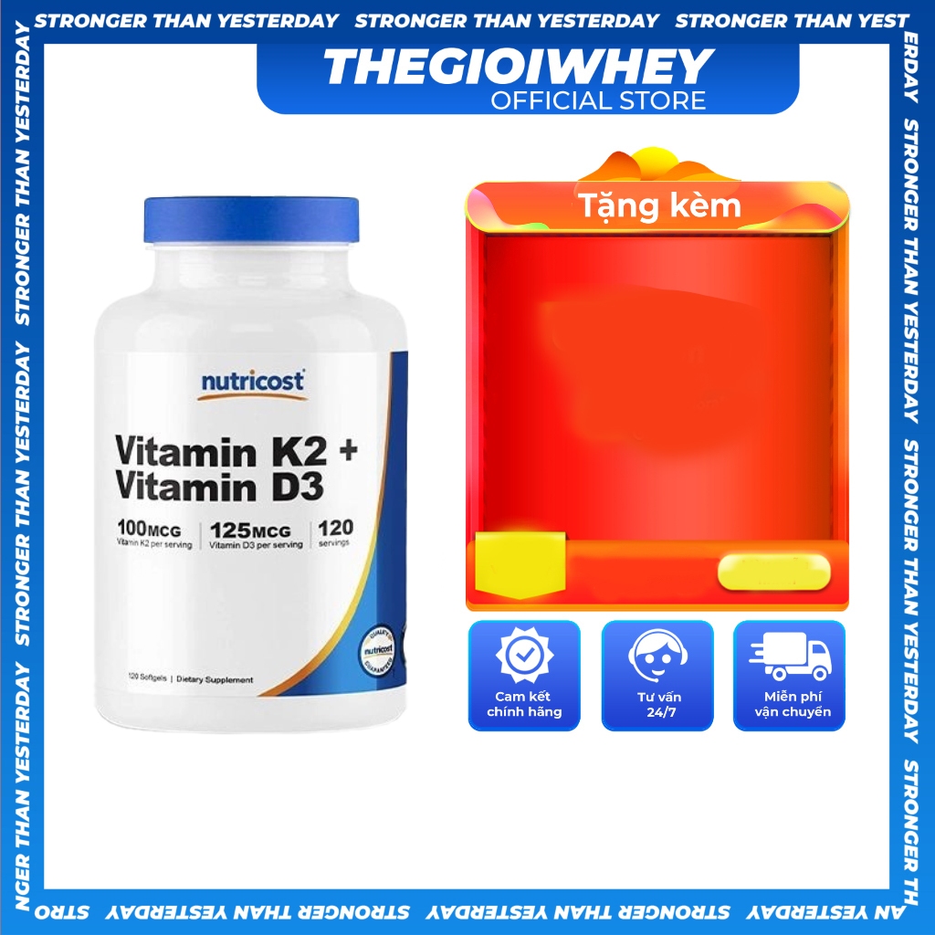 Nutricost VITAMIN K2 D3 MK7, Bổ Sung Khoáng Chất Hỗ Trợ Chắc Khoẻ Xương Khớp Giảm Chấn Thương