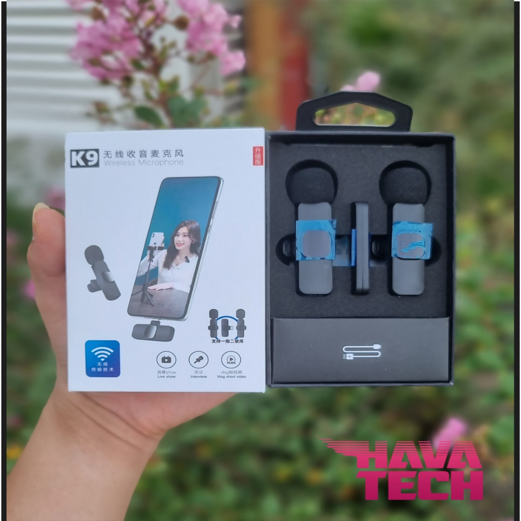Combo Micro K9 và mũ lọc gió, giúp lọc ồn, thu xa, kết nối điện thoại quay video, livetream