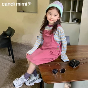 CANDIMIMI Váy Yếm Bò Denim 100% Cotton Cao Cấp Cho Bé Gái - Sợi Tự Nhiên Dày Dặn, Mềm Mại