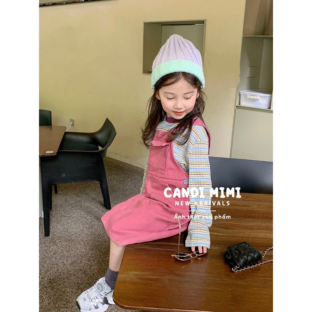CANDIMIMI Váy Yếm Bò Denim 100% Cotton Cao Cấp Cho Bé Gái - Sợi Tự Nhiên Dày Dặn, Mềm Mại