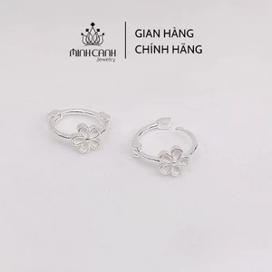 Bông Tai Bạc Hoa Nhỏ Khóa Bấm Tròn - Minh Canh Jewelry