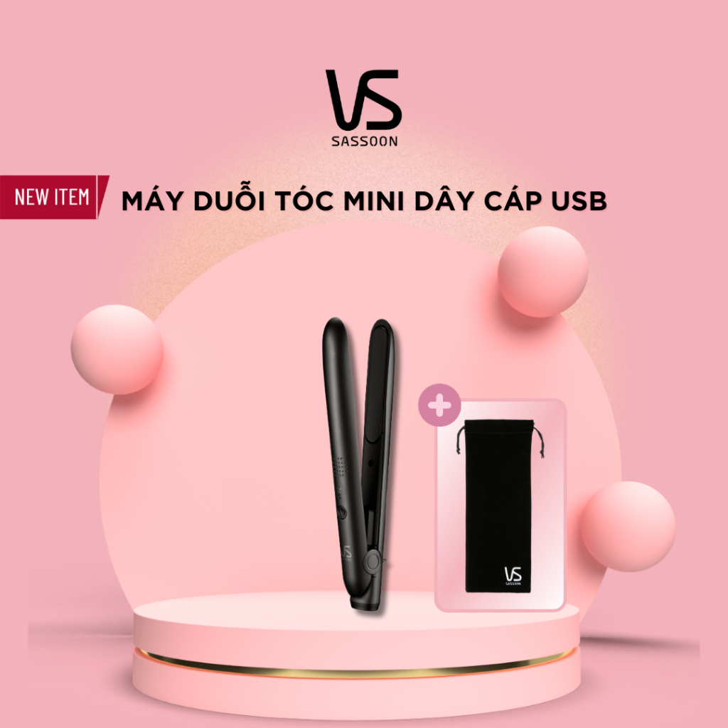 Máy duỗi tóc Mini VS Sassoon VSI dùng dây cáp USB màu đen | Shopee Việt Nam