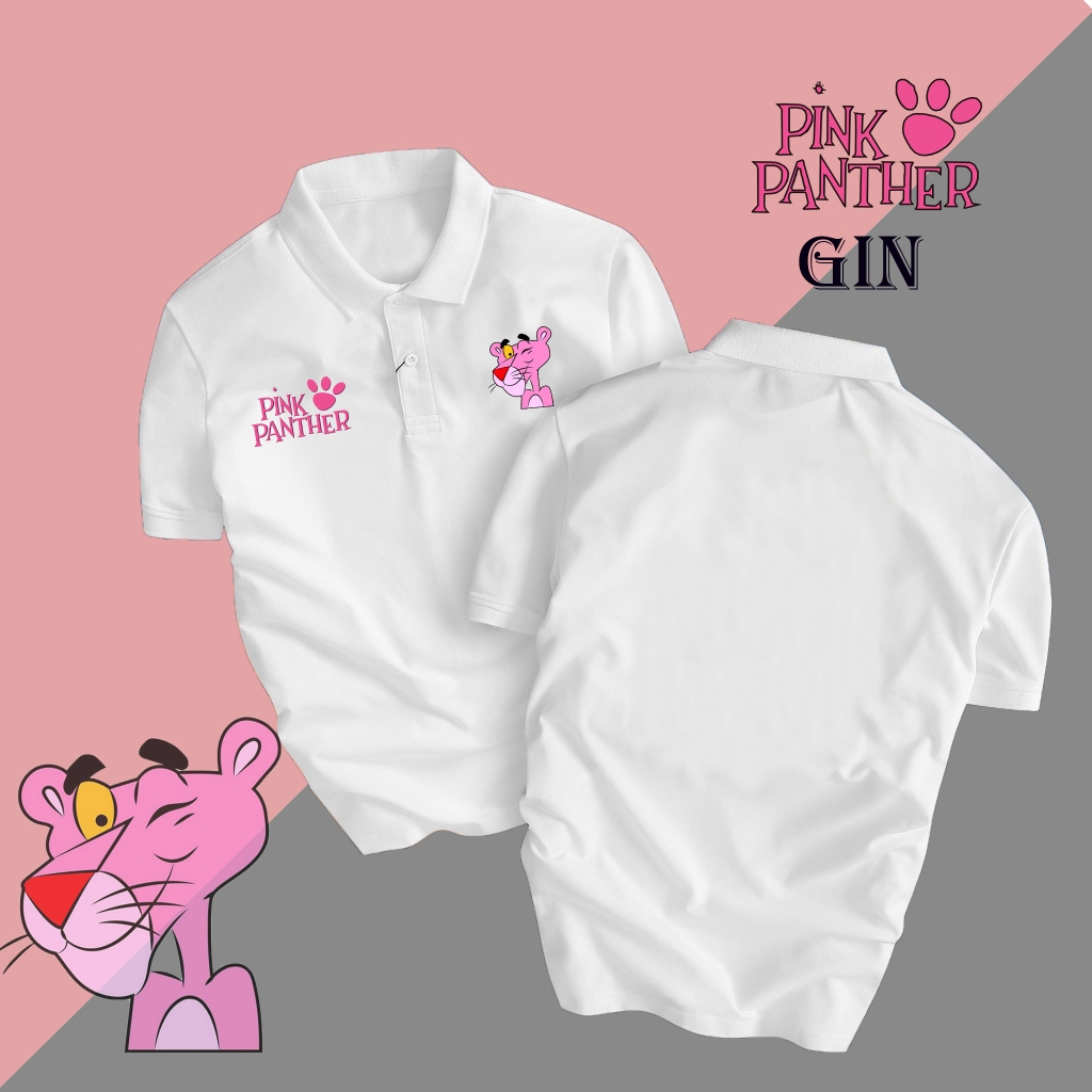 BST áo thun POLO in mặt trước Báo Hồng và Panda - Unisex nam nữ tay lửng