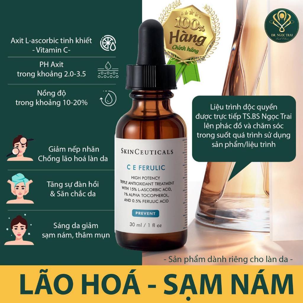 SkinCeuticals CE Ferulic vitamin C tinh khiết dành cho da khô da lão