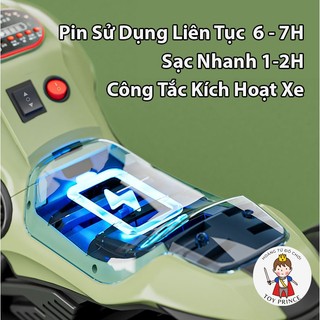 Xe Máy Điện Chạy Tự Động Cao Cấp Dành Cho Bé Động Cơ 6v6 Kèm Đèn Led Và Nhạc Kết Nối Micro USB Trọng Lượng 50kg