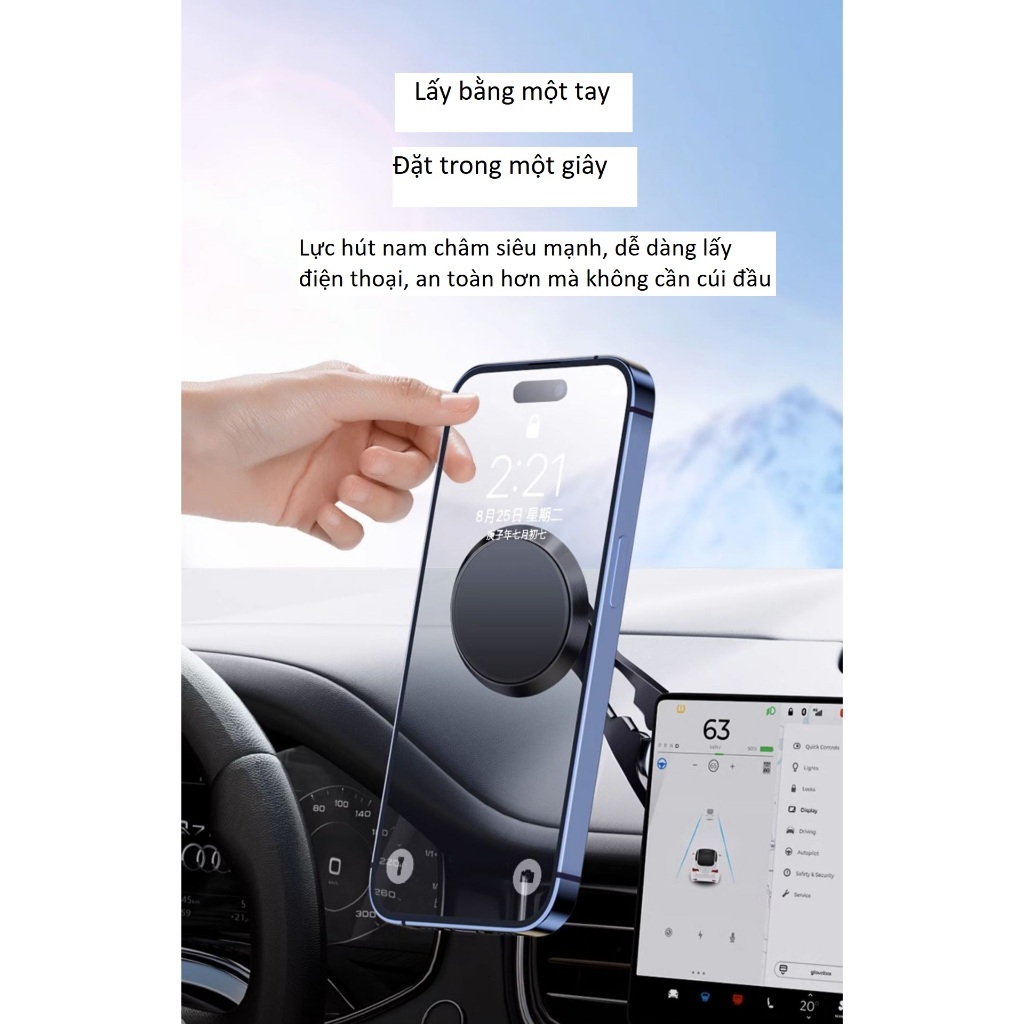 Giá đỡ điện thoại gấp gọn mẫu mới kiểu dáng sang trọng hút từ tính chống rung lắc khi lái xe