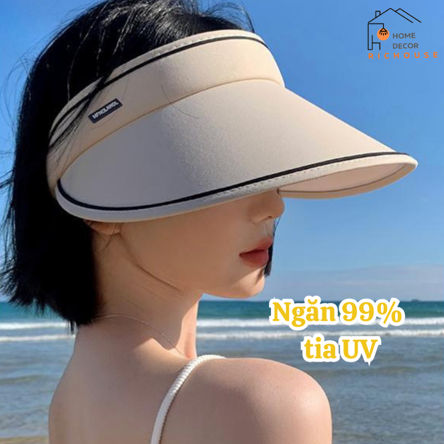 Mũ nửa đầu rộng vành chống tia UV, nón nữ nửa đầu chống nắng có thể gấp gọn năng động trẻ trung