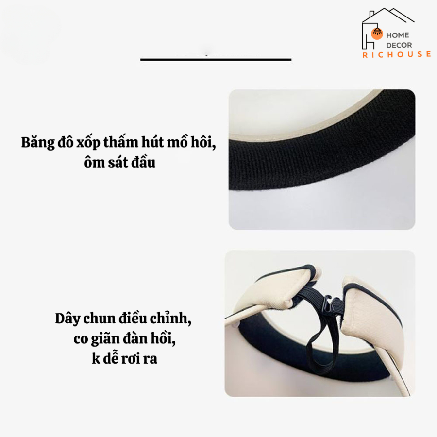 Mũ nửa đầu rộng vành chống tia UV, nón nữ nửa đầu chống nắng có thể gấp gọn năng động trẻ trung