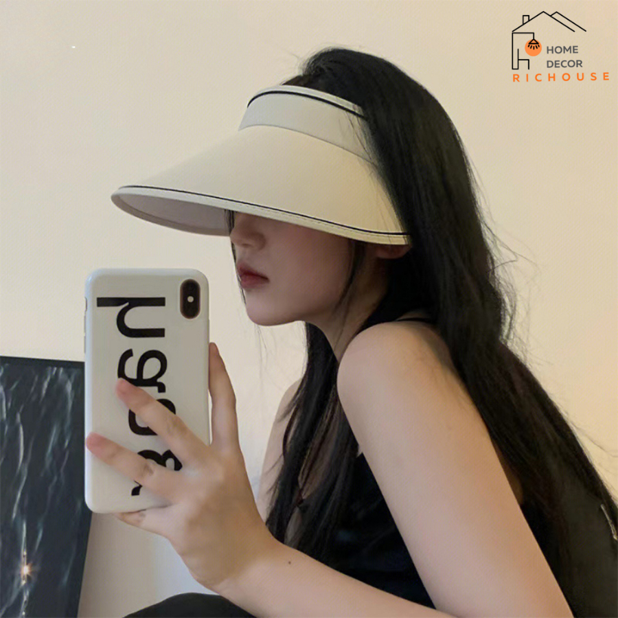 Mũ nửa đầu rộng vành chống tia UV, nón nữ nửa đầu chống nắng có thể gấp gọn năng động trẻ trung