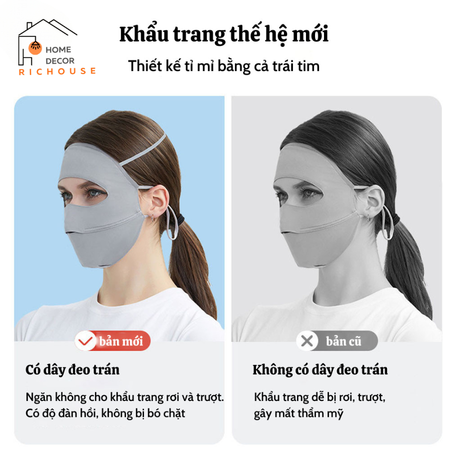 Khẩu trang toàn mặt chống 99% tia UV, khẩu trang ninjia hai lớp chống nắng UPF 50+ Bảo Vệ Làn Da