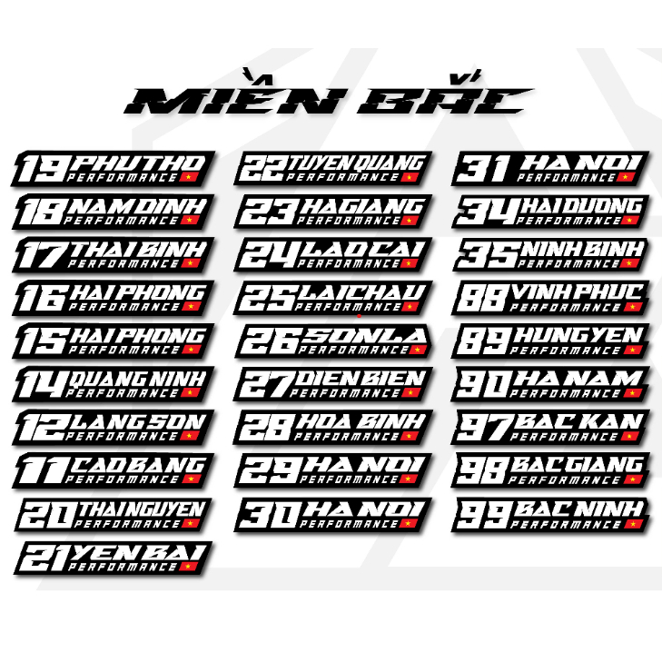Tem Dán Xe 63 Tỉnh Thành Miền Bắc | Team Decal Hình Dán Sticker Biển Số ...