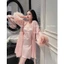 HT823 Set váy ngủ và áo choàng tay lông thỏ cao cấp dáng suông nhẹ nhàng tôn dáng HT823
