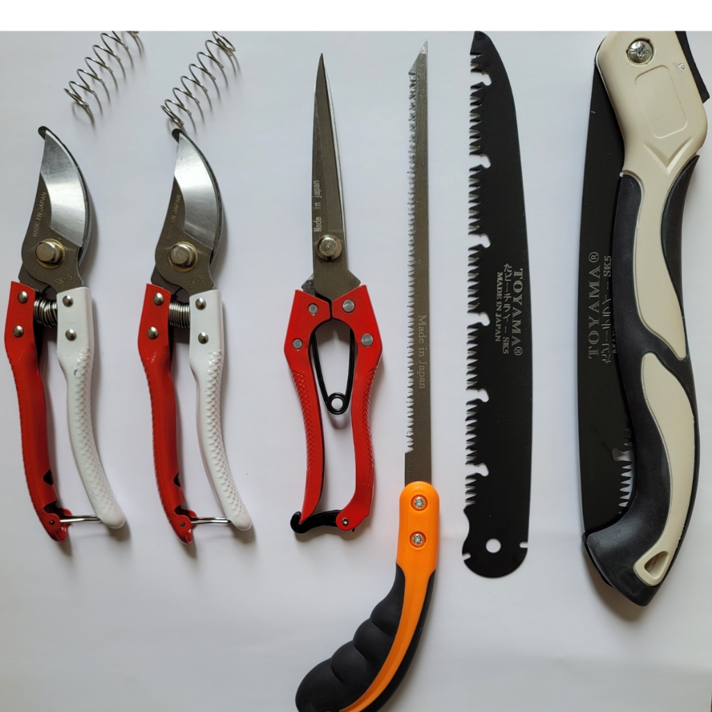 Combo Dụng Cụ Làm Vườn Cây Cảnh Nhật Bản (Kéo Cắt Cành Kéo Tỉa ThépTrắng Cưa Lách New và Cưa Barker) - GD Smart