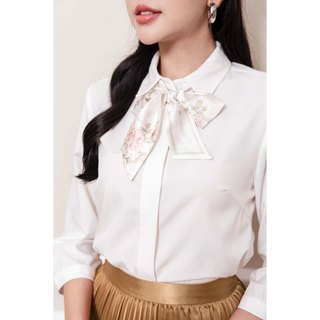Khăn Lụa Dài LAMER In Họa Tiết Phối Cùng Áo Sơ Mi L6AO23Q001
