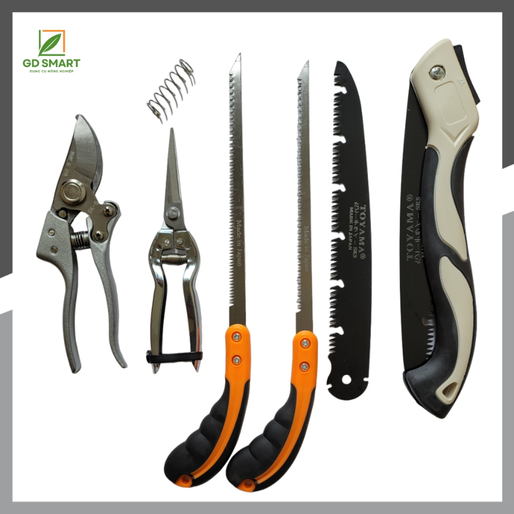 Combo Dụng Cụ Làm Vườn Cây Cảnh Nhật Bản (Kéo Cắt Cành Kéo Tỉa Đỏ Cưa Gập và Cưa Lách New) Dụng Cụ Nông Nghiệp GD Smart