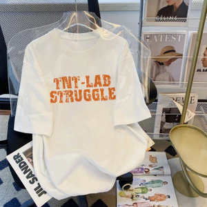 Áo thun HappyFamily - Mẫu tay lở in chữ TNT LAB STRUGGLE chất cotton 100 Cao Cấp
