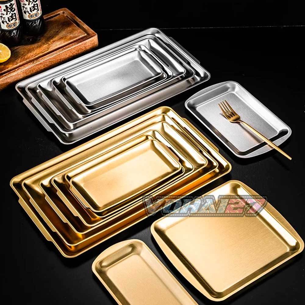 Khay inox Hàn Quốc màu vàng, trắng đủ size
