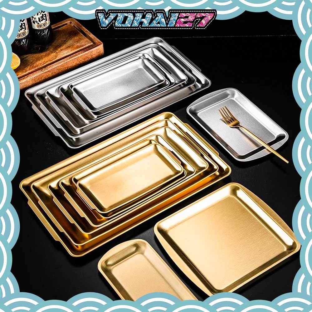 Khay inox Hàn Quốc màu vàng, trắng đủ size