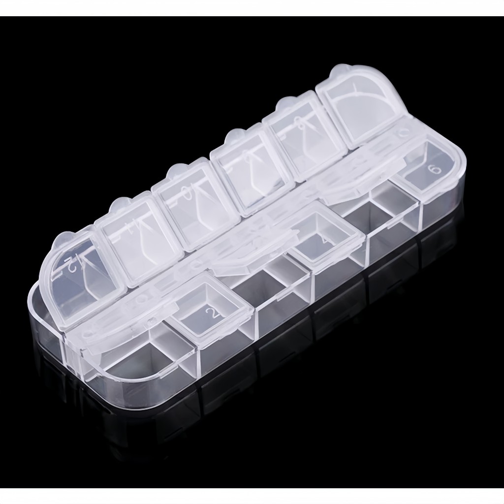 Khay đựng đá 12 ô có nắp đậy - Hộp đựng phụ kiện và charm làm nail - Hộp đựng đá 12 ô bật nắp
