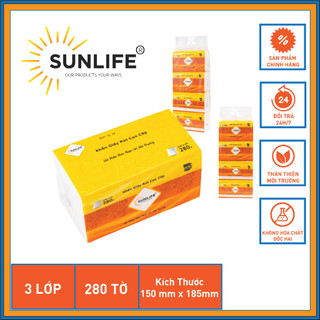 COMBO 4 GÓI RÚT - KHỔ DÀI 150MM - KHĂN GIẤY RÚT SUNLIFE 280 TỜ