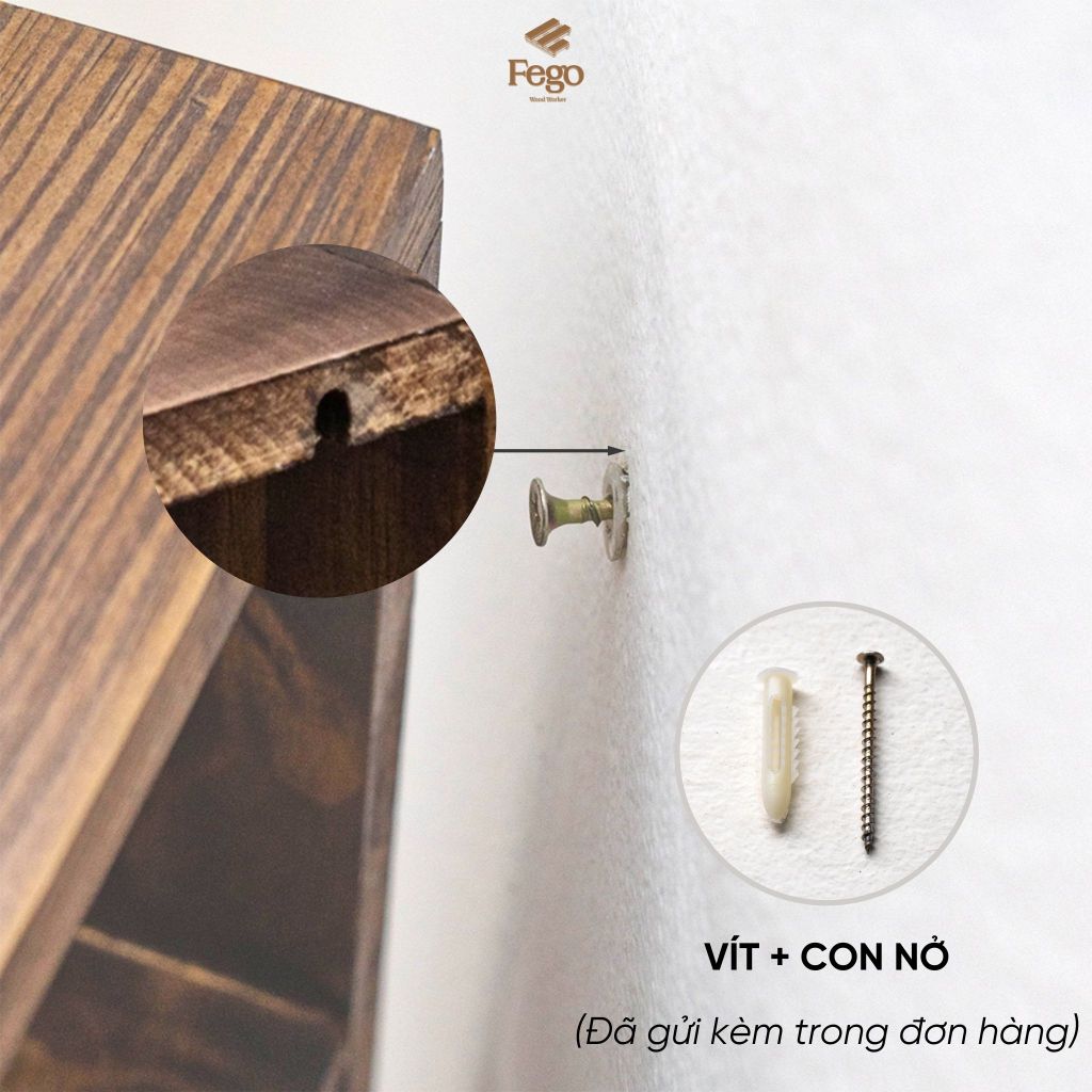 Ảnh Kệ để cốc không cần lắp ráp FEGO gỗ thông tự nhiên chia ngăn phù hợp để phòng khách và phòng bếp 4