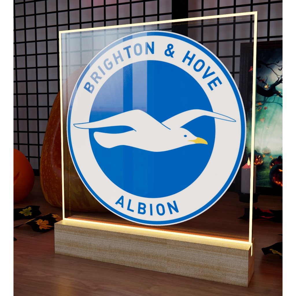 Đèn Mica Led In Logo BRIGHTON & HOVE. Kích Thước 20*20 8 Màu, 6 Chế Độ Nháy, Điều Chỉnh Sáng Tối Tùy Thích