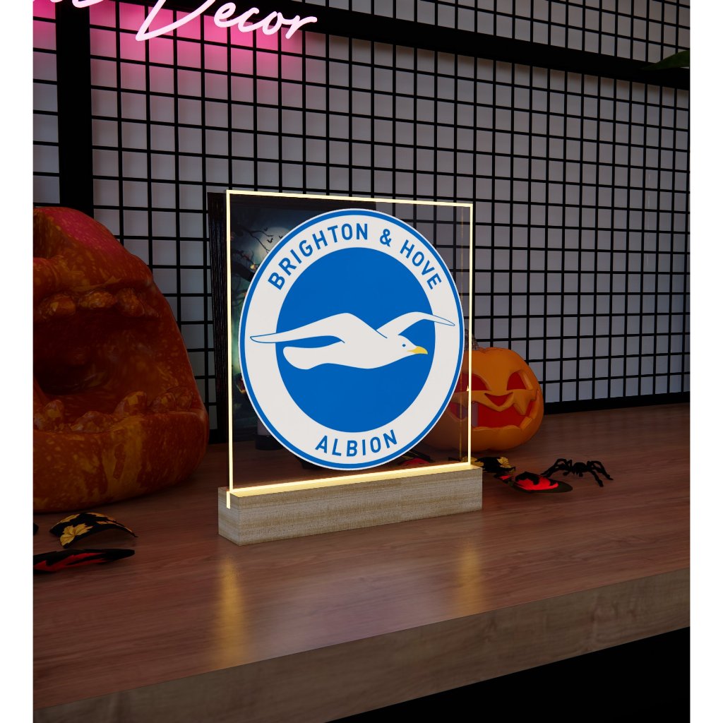 Đèn Mica Led In Logo BRIGHTON & HOVE. Kích Thước 20*20 8 Màu, 6 Chế Độ Nháy, Điều Chỉnh Sáng Tối Tùy Thích