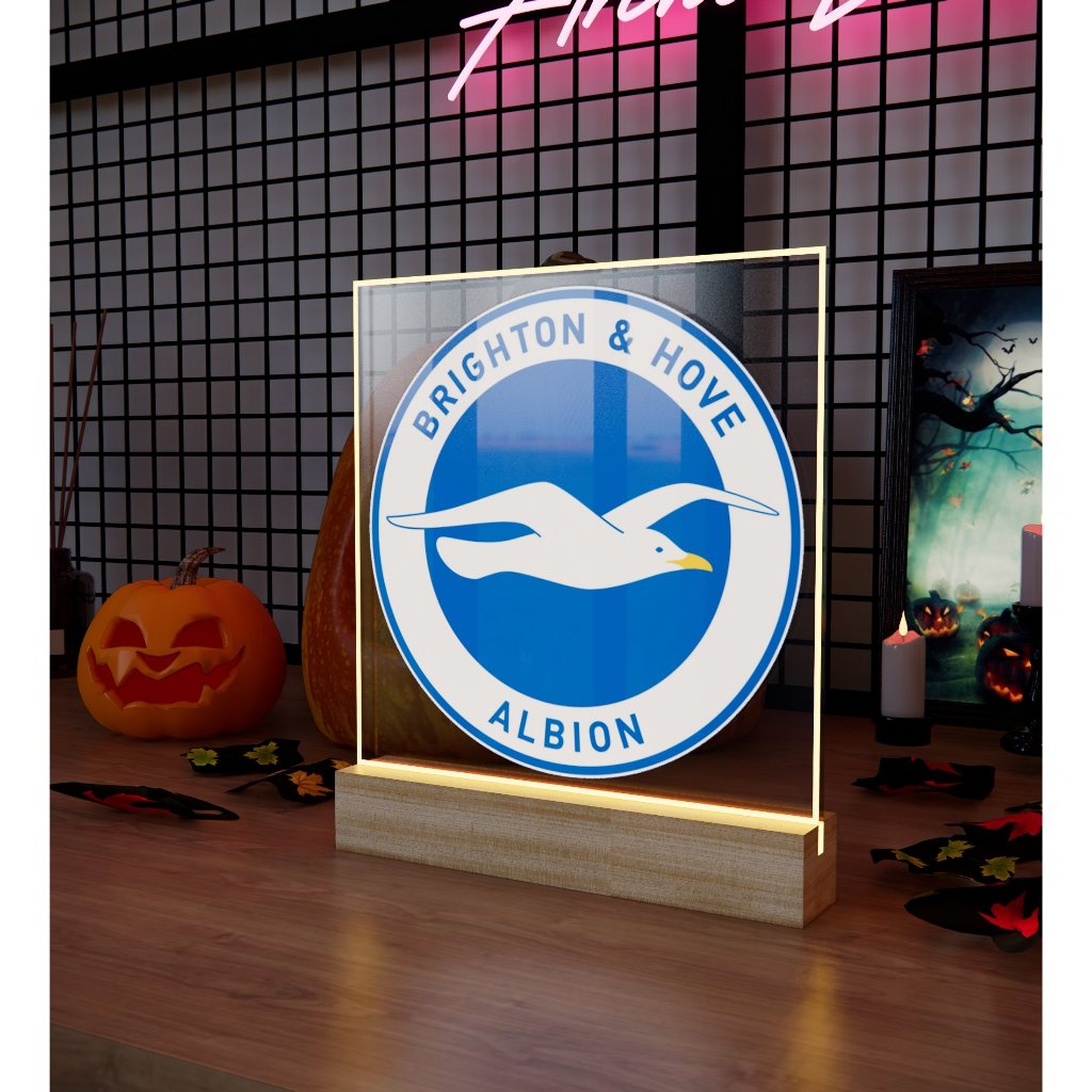 Đèn Mica Led In Logo BRIGHTON & HOVE. Kích Thước 20*20 8 Màu, 6 Chế Độ Nháy, Điều Chỉnh Sáng Tối Tùy Thích