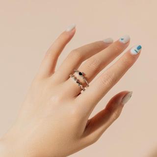 [🔥XƯỞNG SALE SẬP SÀN🔥] SET 2 Nhẫn Đính Đá Trái Tim Đen Đơn Giản Sang Trọng R149