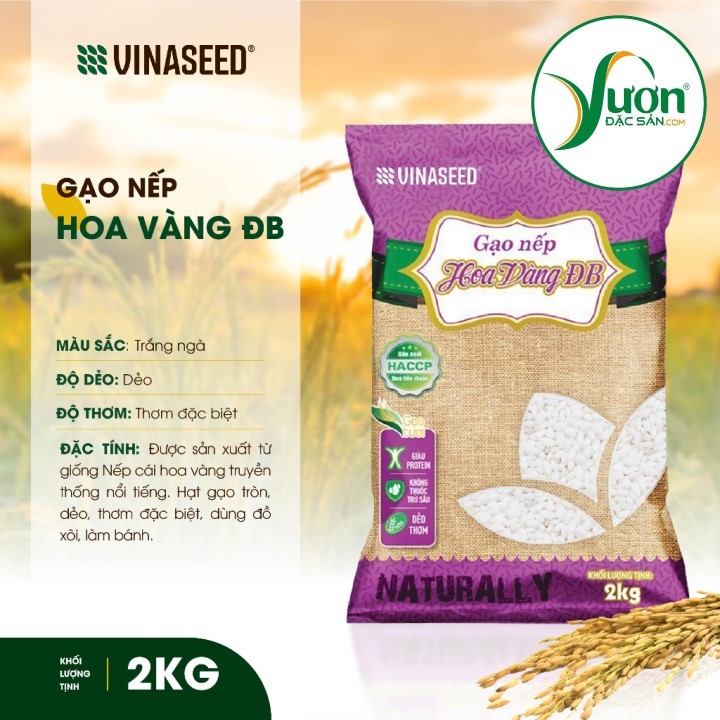 Gạo nếp Vinaseed hoa vàng đặc biệt 2kg