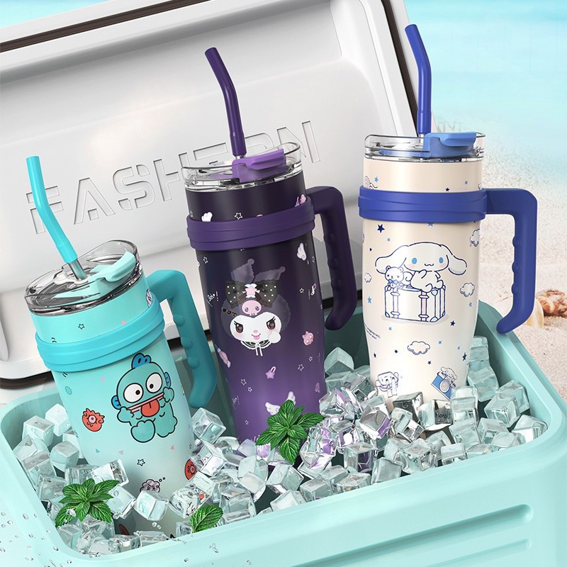 Cốc Giữ Nhiệt Sanrio 1200ml Có Cốc đựng Nước đá Bằng Thép Không Gỉ Có ống Hút Cốc Cách Nhiệt Tặng kèm túi trong cỡ lớn