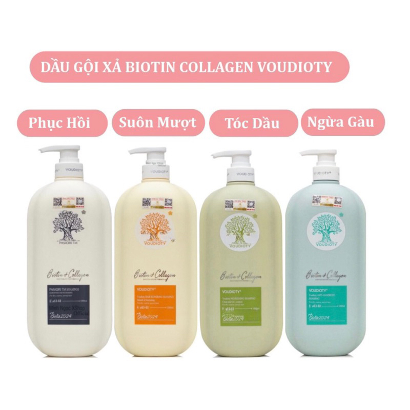 BỘ DẦU GỘI XẢ BIOTIN & COLLAGEN PASIORI VOUDIOTY NEW 2024 MỀM MƯỢT GIẢM RỤNG SẠCH GÀU CHÍNH HÃNG