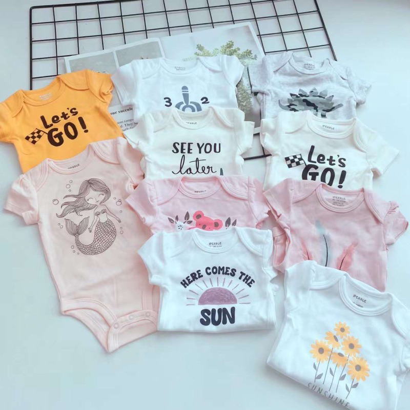 [MD37] link212/18-18/24M Body suit/ áo liền thân ngắn tay PeKKLe cotton organic xuất xịn