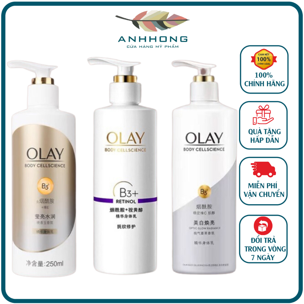 Sữa Dưỡng Thể Trắng Da OLAY Vitamin B3+ Retinol/Vitamin C Olay Bright ...