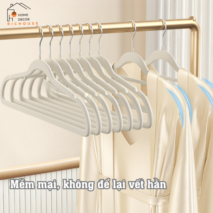 Móc treo quần áo bọc nhung siêu mỏng, móc quần áo chống trượt xoay 360, không làm hỏng quẩn áo