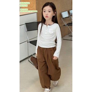(Ảnh thật) Bộ thu đông bé gái. Set bộ dài tay quần kaki nâu Tây sang chảnh bé gái13-45kg du lịch, Tết, đi chơi, đi học