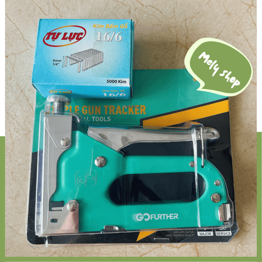 [ Màu Xanh ]_Súng Bắn Ghim Gỗ Kèm Hộp 5000c Ghim Kim Loại | Shopee Việt Nam