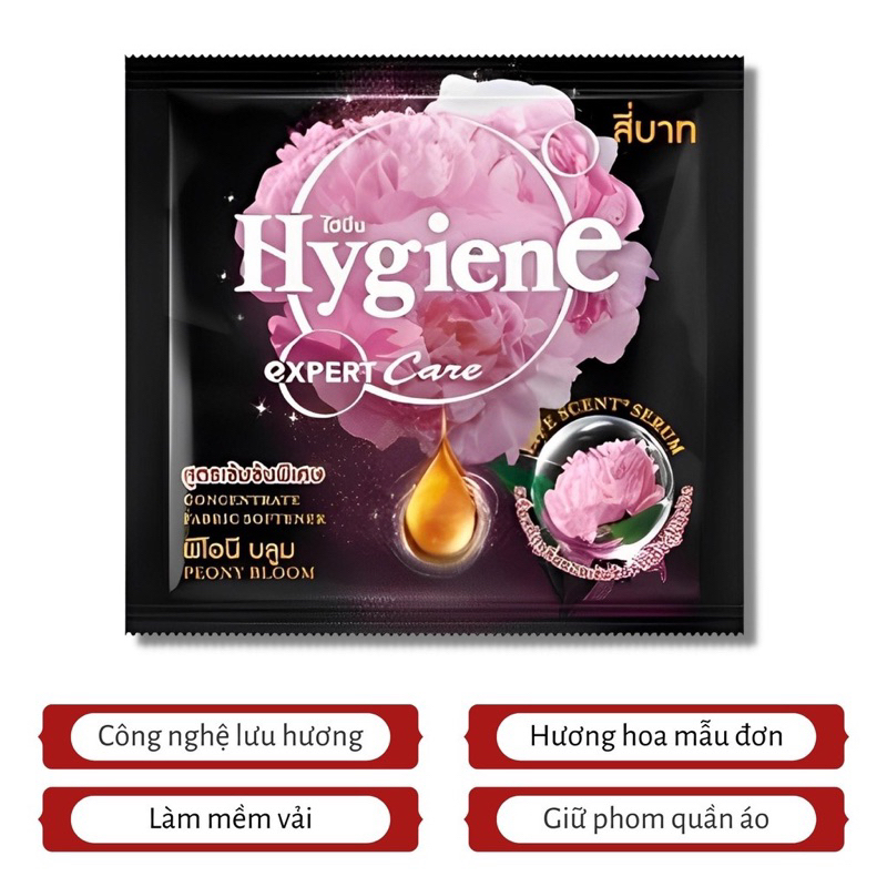 Nước Xả Vải Đậm Đặc Hygiene Thái Lan gói 20ml siêu thơm sử dụng tiết kiệm - dây 12 gói