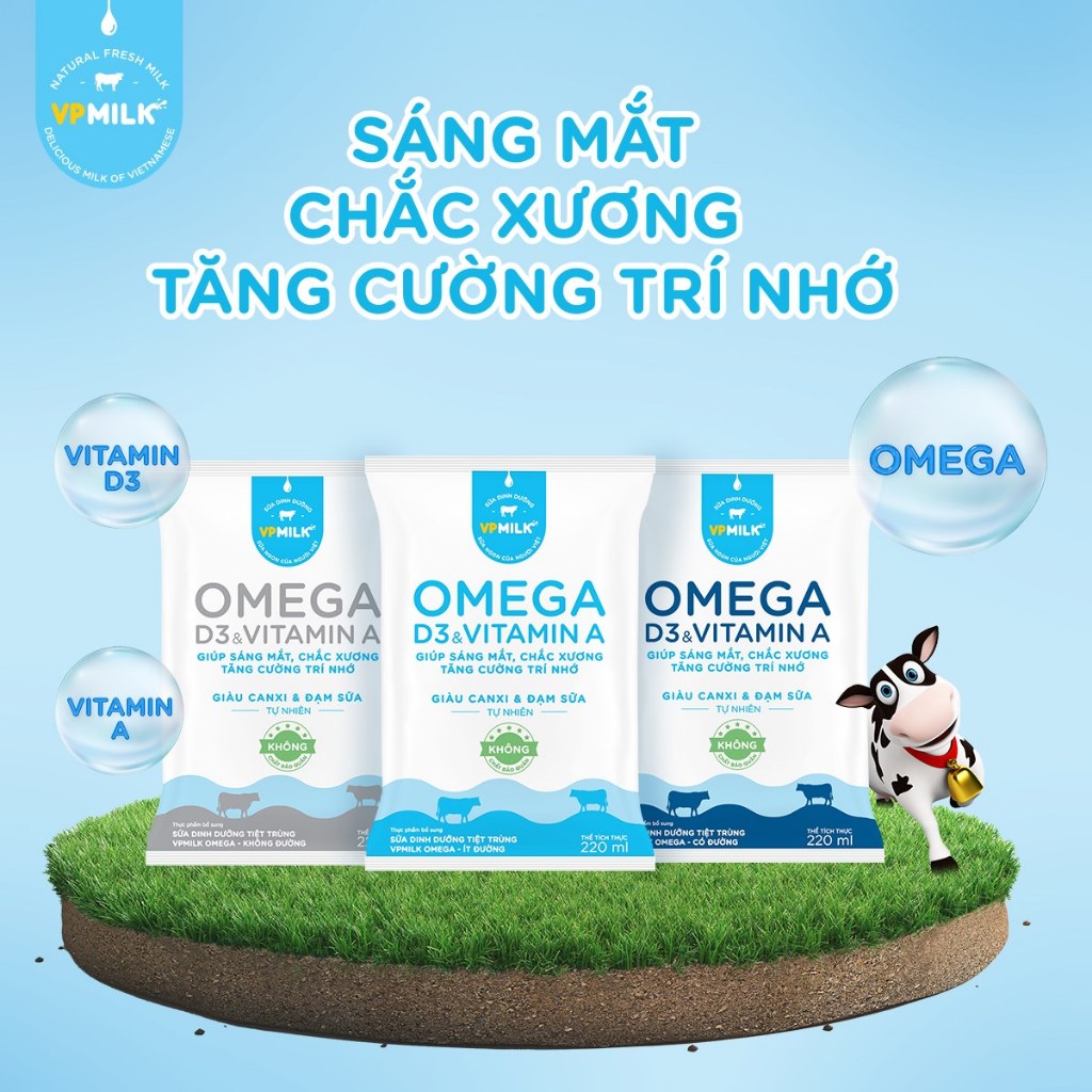 Ảnh Sữa Dinh Dưỡng Tiệt Trùng VPMilk Omega Có Đường dạng hộp 110ml (thùng 48 hộp) 3