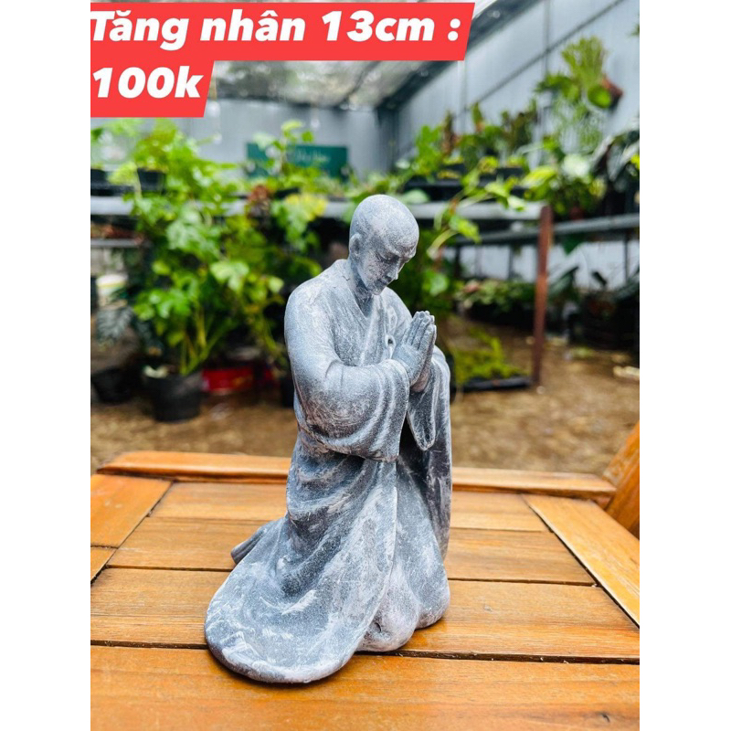 Tượng tiểu cảnh Tăng Nhân cúi bái trang trí tiểu cảnh, terra, bán cạn