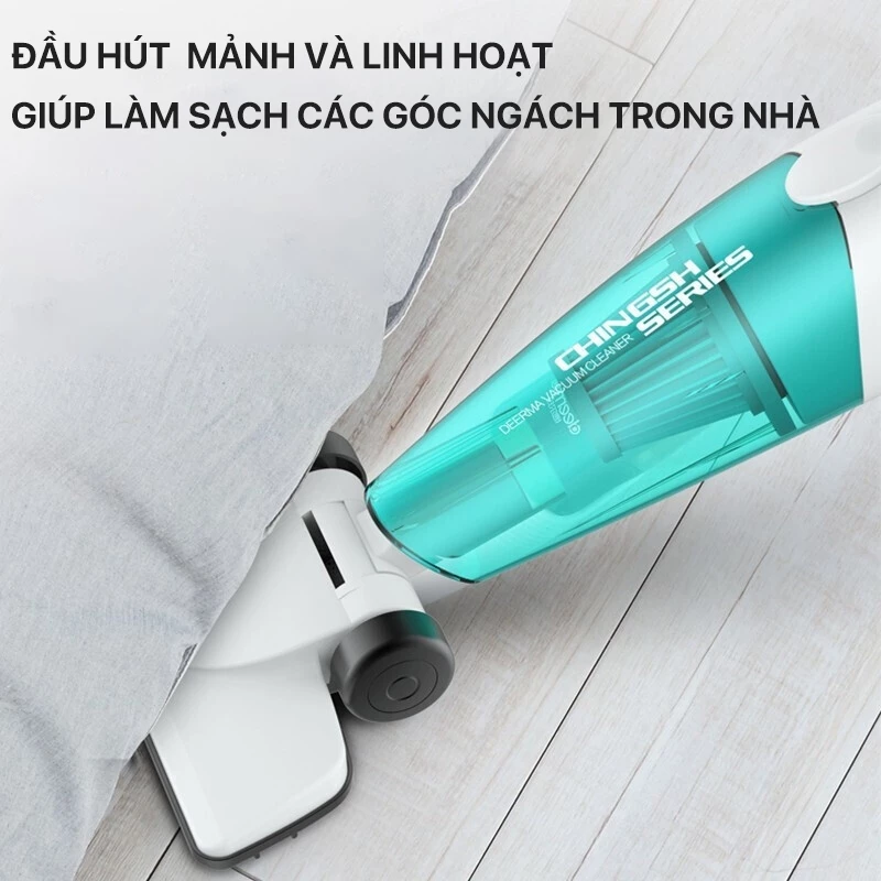 Máy hút bụi cầm tay Deerma DX118C lực hút 15000pa, công suất 600W với bộ lọc bụi mịn HEPA - Bảo hành
