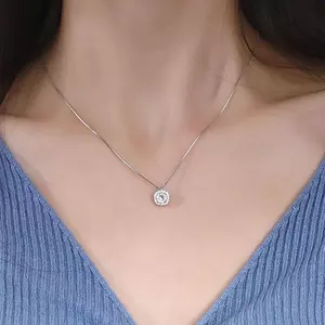 Dây Chuyền Vòng Cổ Titan Mạ Vàng/Bạc Mặt Vuông Đính Đá Lấp Lánh Đơn Giản Sang Trọng