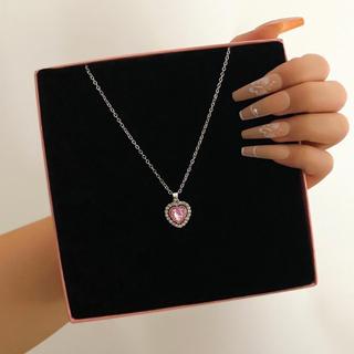 [🔥XƯỞNG SALE 9K 🔥] Dây Chuyền Bạc Mặt Trái Tim Đá Hồng Xinh Xắn Cho Nữ N109