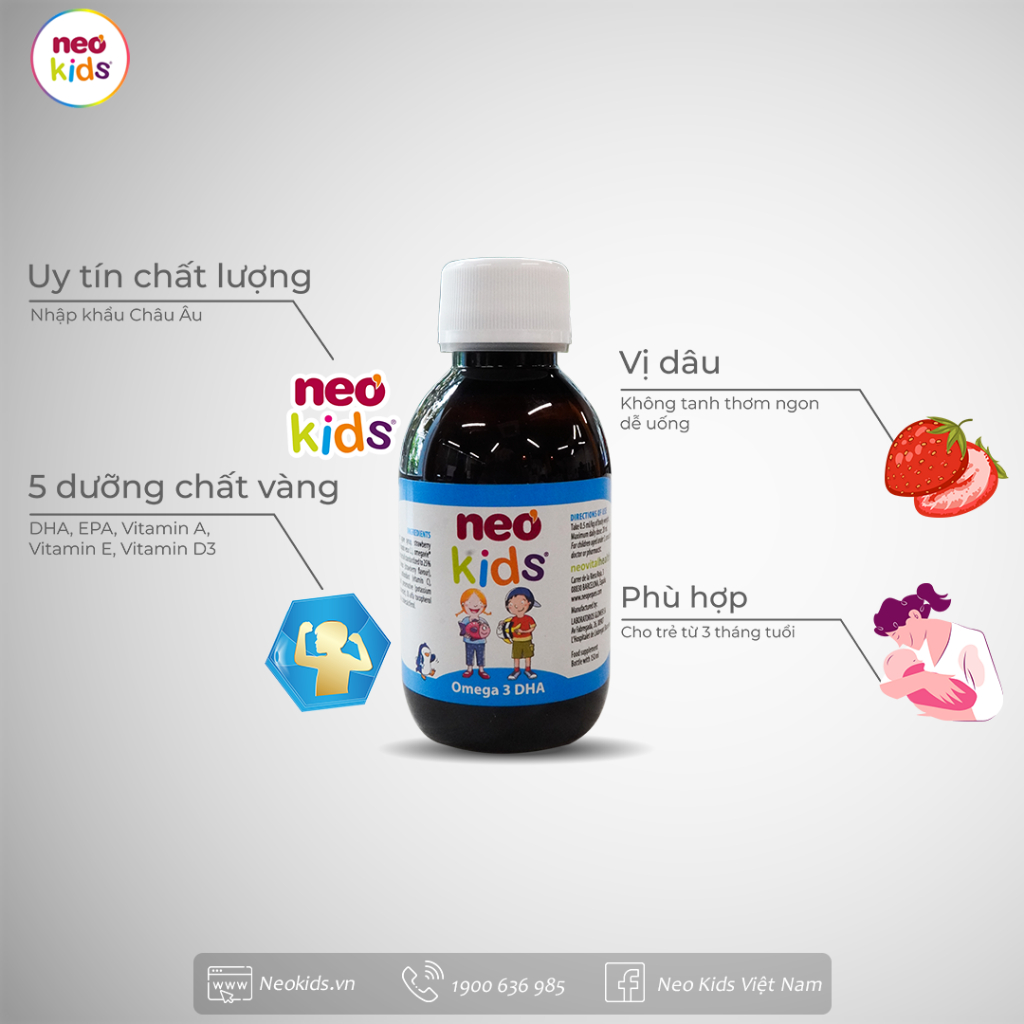 Neo Kids Dầu cá  Omega 3 DHA chai 150 ml + quà