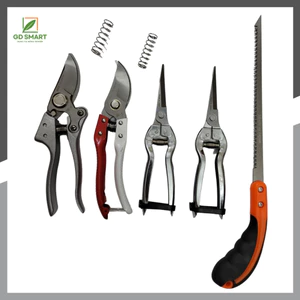 Combo Dụng Cụ Làm Vườn Cây Cảnh NB (Kéo Cắt Cành SK5, Kéo Cắt Trắng Đỏ, Cưa Lách New và Tỉa Thép Trắng) GD Smart