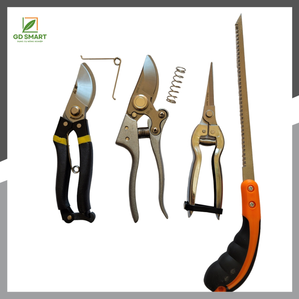 Combo Dụng Cụ Làm Vườn Cây Cảnh Bonsai NB (Kéo Cắt Cành SK5, Kéo Tay Nỉ,  Cưa Lách New và Tỉa Thép Trắng) - GD Smart