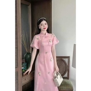 ÁO DÀI  cách tân 4 tà thêu hoa(35 kg den 45 kg