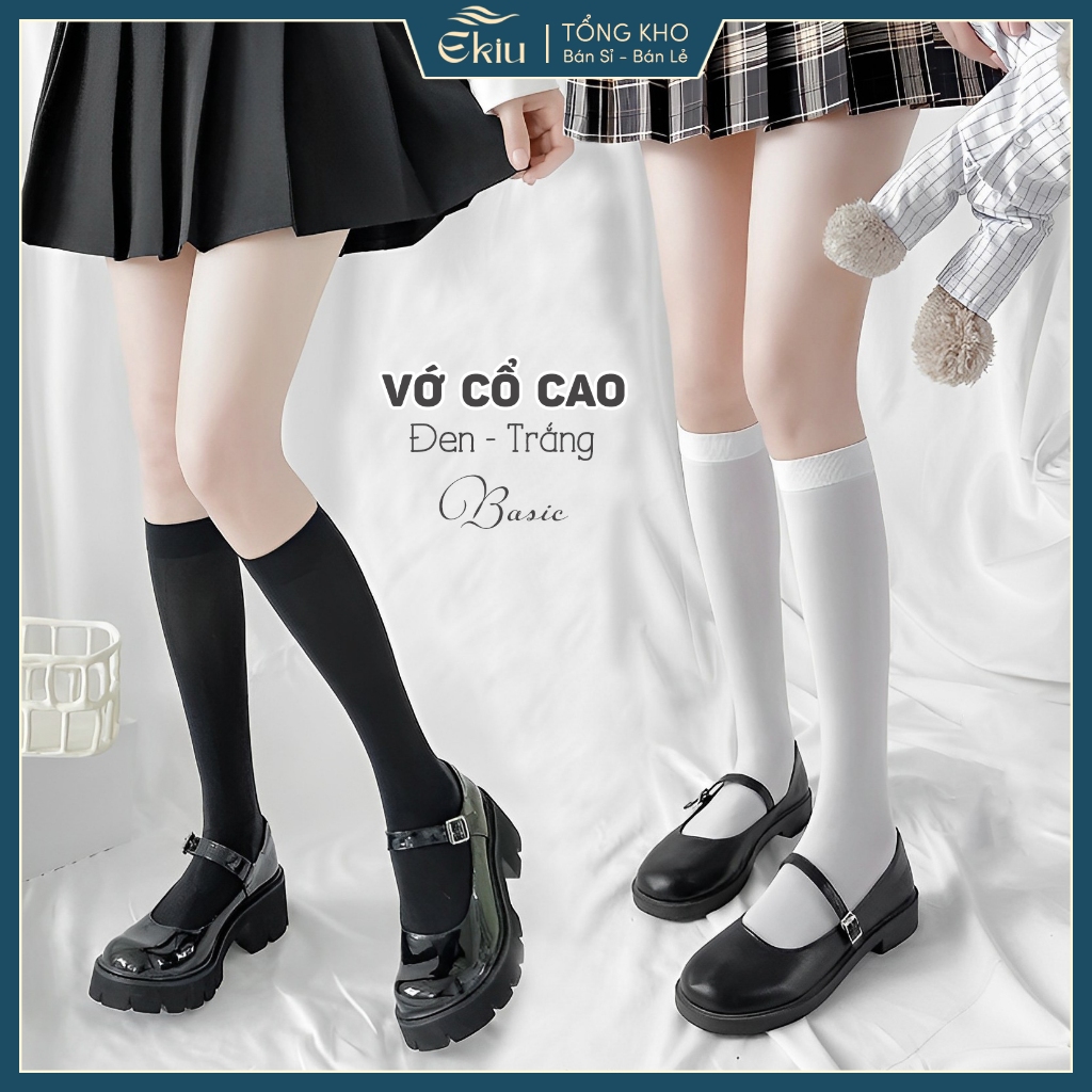 Tất cổ cao nữ chất liệu cotton dày dặn, vớ đầu gối nữ phong cách Hàn Quốc dễ phối đồ - Ekiu Shop