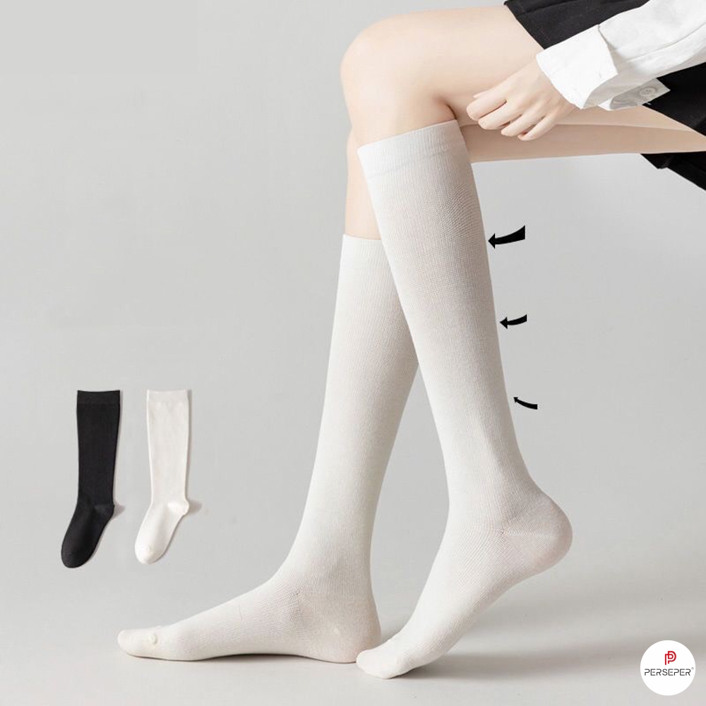 Tất cổ cao nữ chất liệu cotton dày dặn, vớ đầu gối nữ phong cách Hàn Quốc dễ phối đồ - Ekiu Shop